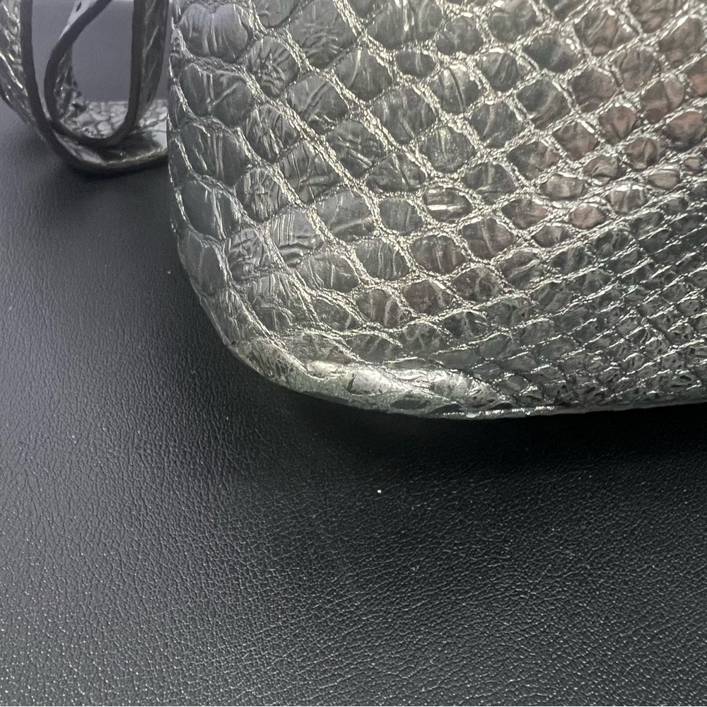 Michael Kors Rhea Silver Metallic Faux Snakeskin Python Embossed Backpack - Picture 4 of 17